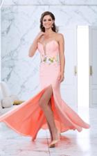 Tarik Ediz - Floral Embroidered V-neck Trumpet Dress 50066