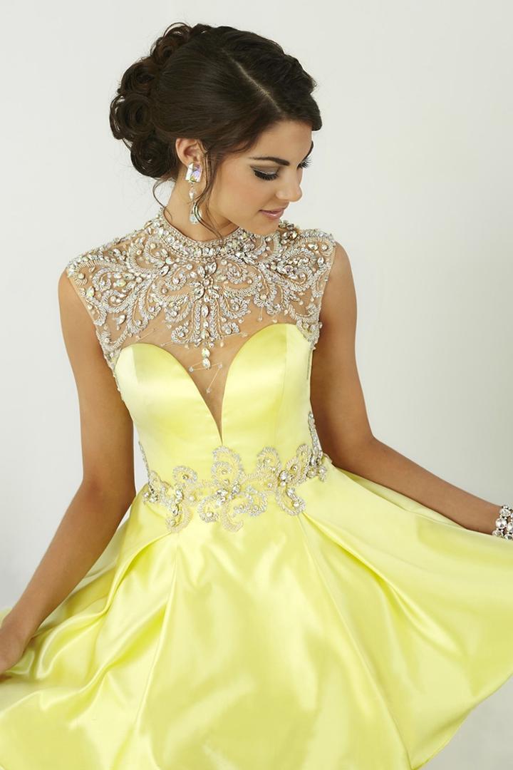 Tiffany Homecoming - 27067 Scroll Illusion Plunging Sweetheart Dress