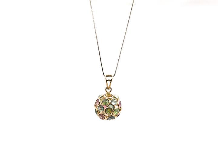 Tresor Collection - Multicolor Tourmaline Ball Pendant In 18k Yellow Gold
