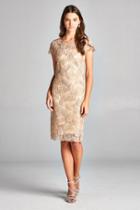 Aspeed - D109 Leaf Lace Overlay Cocktail Dress