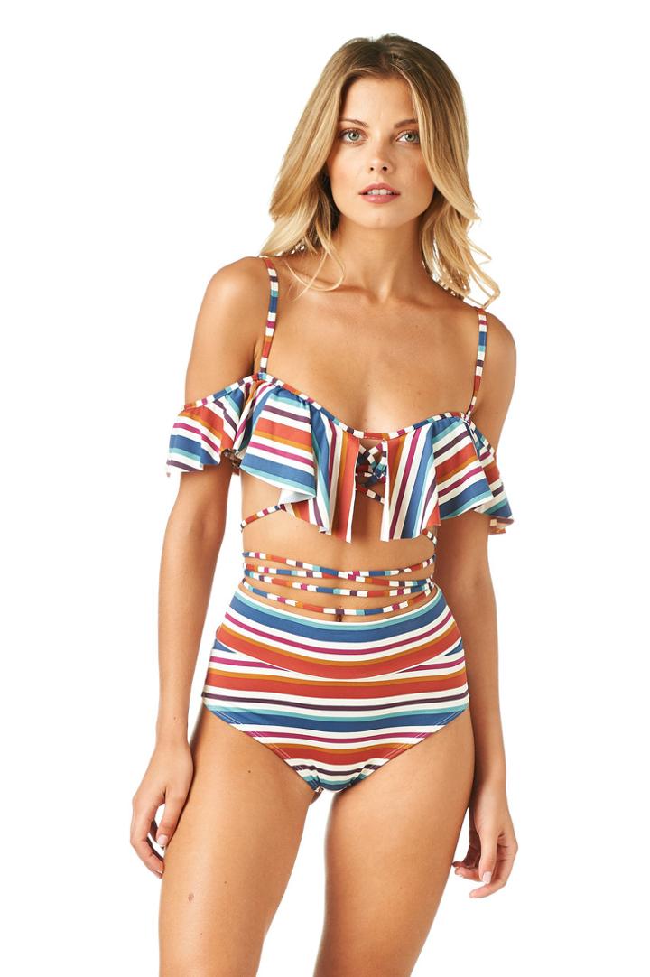 Montce Swim - 70's Stripe La Caletta Top X High-rise Bottom Set