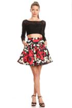 Nox Anabel - 6339 Long Sleeved Two-piece Floral Party Dress