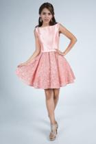 Milano Formals - E2226 Laced Bateau Neck A-line Dress