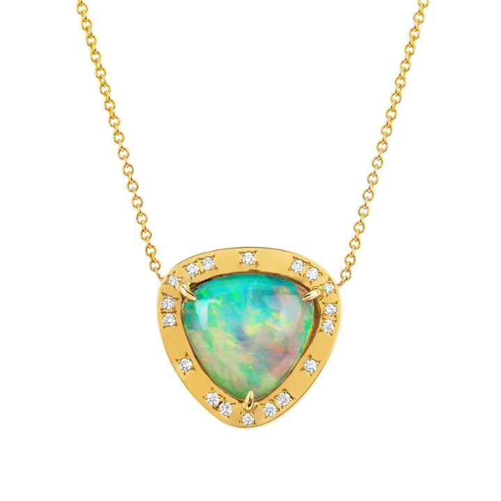 Logan Hollowell - Wilderness Trillion Cabochon Blue Opal Necklace W/ Diamonds