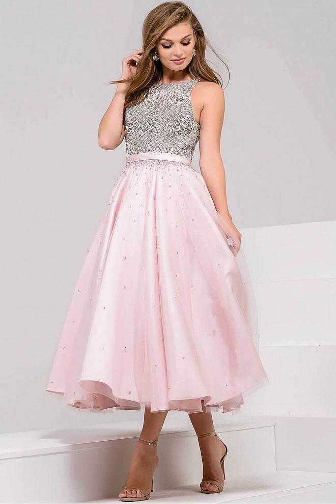 Jovani - 48103 Crystal Embellished Bateau A-line Dress