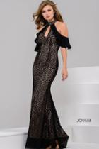 Jovani - Elegant Lace Embellishments Halter Dress 50770