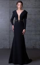Mnm Couture - Bejeweled V-neck Sheath Gown N0065