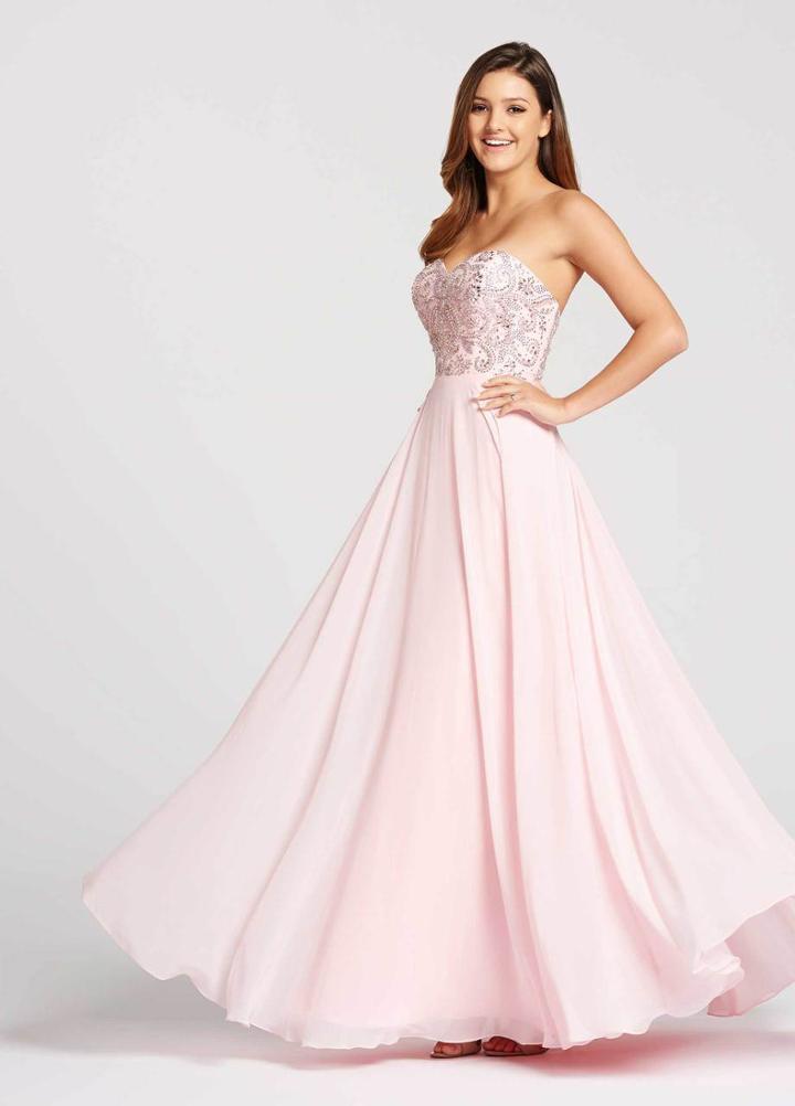 Ellie Wilde - Ew118094 Crystallized Strapless Sweetheart Chiffon Gown
