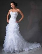 Milano Formals - Aa9257 Strapless Ruffled Wedding Gown