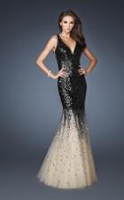 La Femme - 19097 Sequined Sleeveless V Neck Mermaid Gown