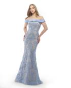 Morrell Maxie - 15864 Foldover Off-shoulder Lace Sheath Dress