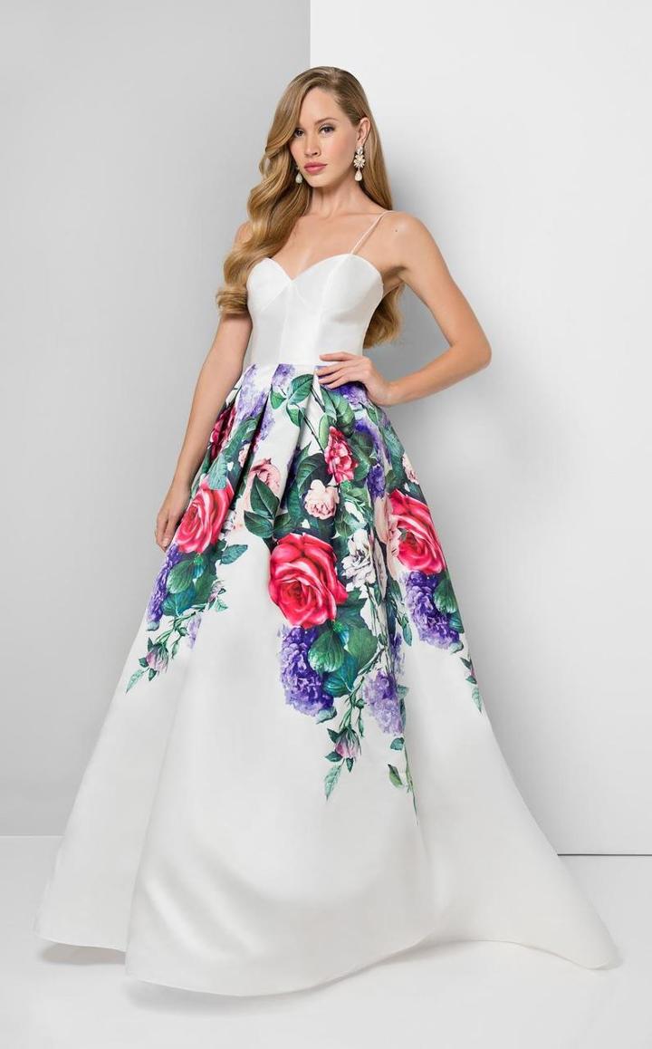 Terani Couture - Sweetheart Floral Print Mikado Gown 1711p2862