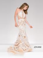 Jovani - Stunning Beaded A-line Dress With Ruched Bodice 41593
