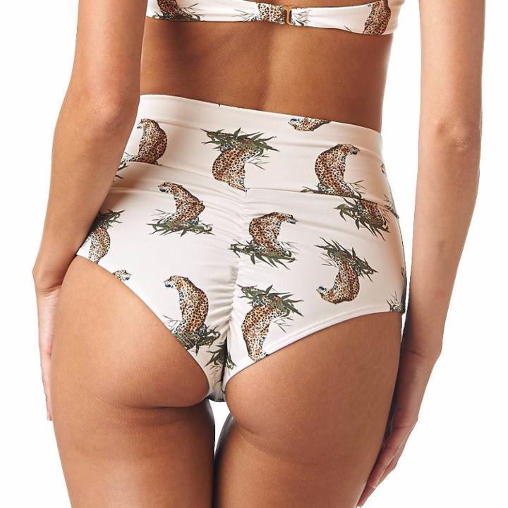 Montce Swim - Cream Cheetah Repeat Added Coverage High Rise Bottom