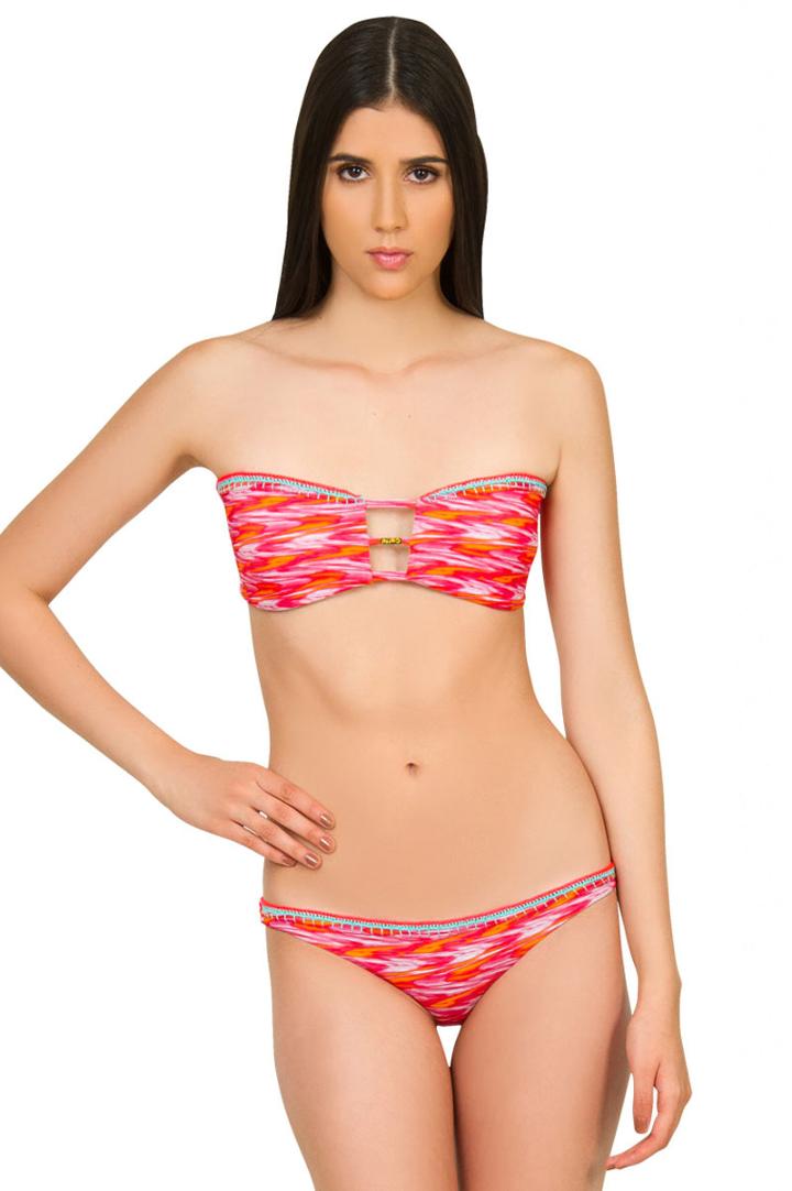 Caffe Swimwear - Bandeau Top/hand Woven Bottom In Fuschia