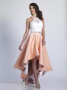 Dave & Johnny - A6144 Two Piece Halter Lace And Floral Cocktail Dress
