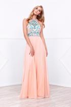 Nox Anabel - Sleeveless Bejeweled Scoop Neck Long A-line Dress 8276