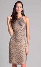 Lara Dresses - 33411 Beaded Halter Sheath Dress