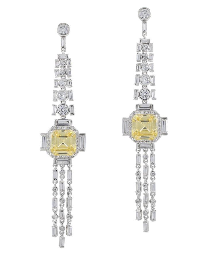Cz By Kenneth Jay Lane - Canary Yellow Deco Fringe Earrings