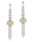 Cz By Kenneth Jay Lane - Canary Yellow Deco Fringe Earrings