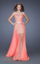 La Femme - 19746 Lace Illusion Overskirt Gown