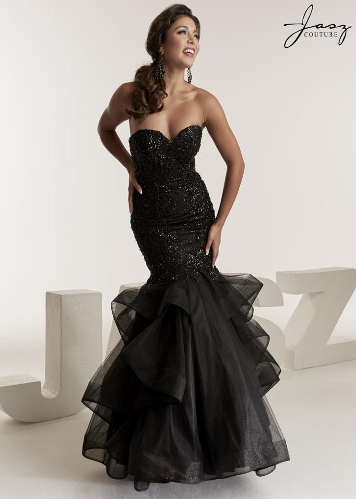 Jasz Couture - 6283 Strapless Beaded Tiered Mermaid Gown