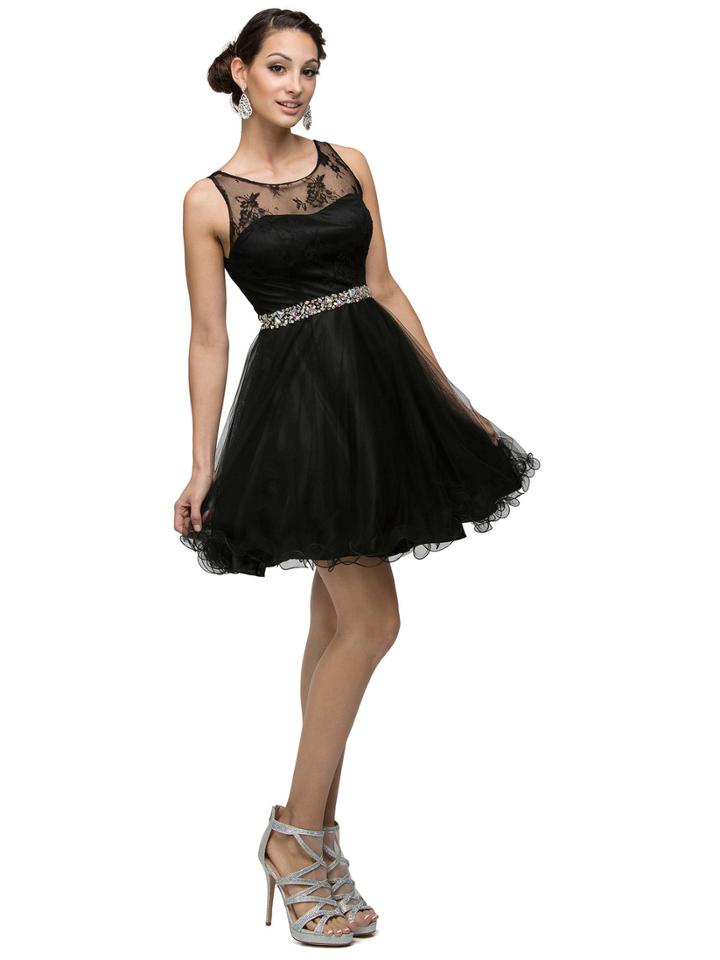 Sheer Floral Lace A-line Cocktail Dress