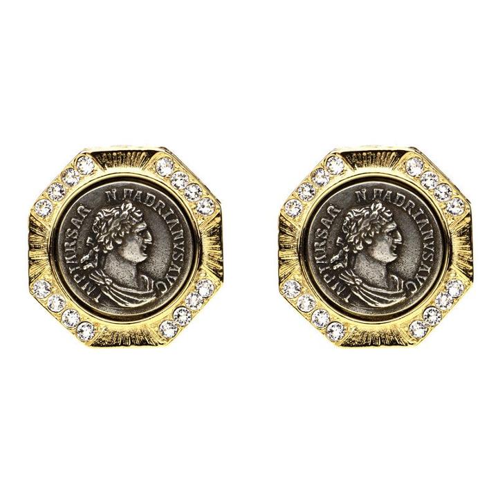 Ben-amun - Roman Coin Octagon Button Earrings