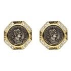 Ben-amun - Roman Coin Octagon Button Earrings
