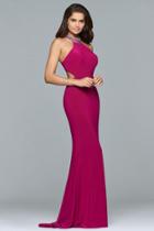 Faviana - 10038 Jewel Adorned Halter Cutout Gown