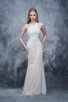 Nina Canacci - 4157 Halter Diamond Style Embroidered Long Dress