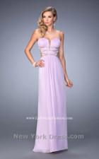 La Femme - 22465 Ruched Deep V-neck Column Dress