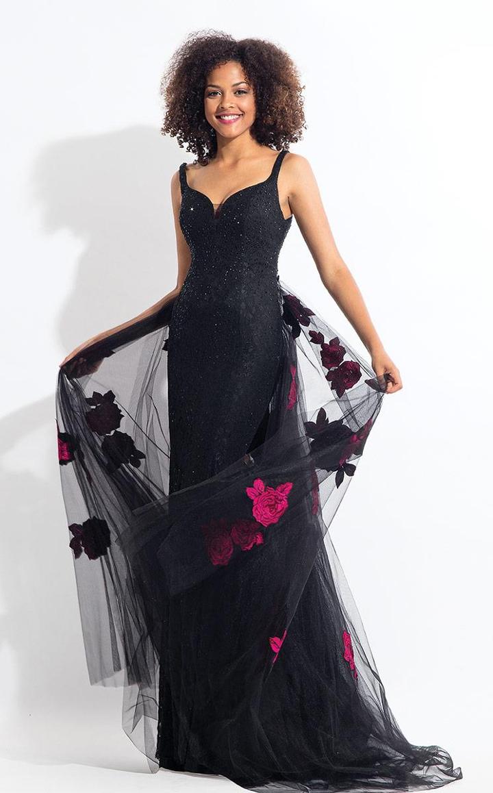 Rachel Allan - 6168 Lace/tulle V-neck Sheath Dress