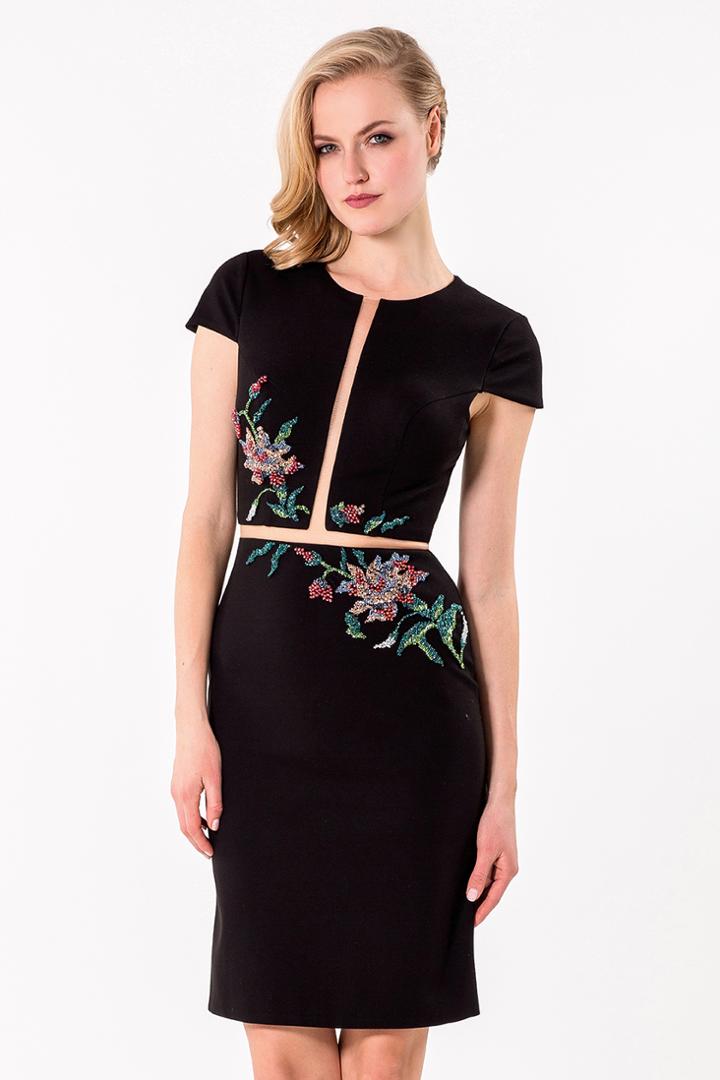 Terani Evening - Sleek Embellished Sheer Panel Cocktail Dress 1521c0231a