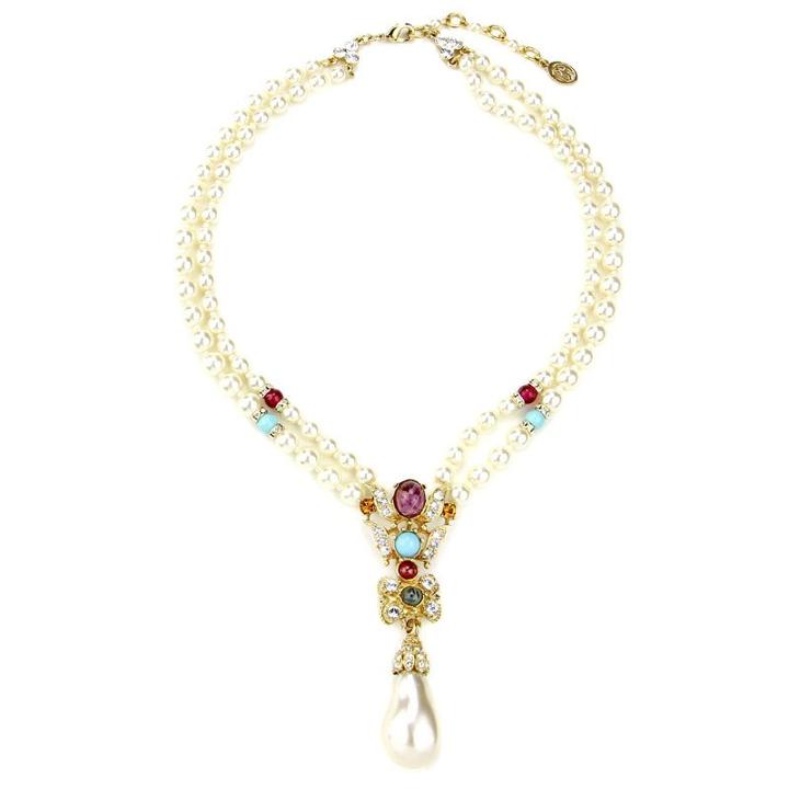 Ben-amun - Byzantine Pearl Drop Crystal Necklace