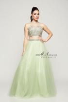 Milano Formals - Bedazzled Jewel Neck Two Piece A-line Long Dress E2097