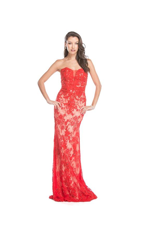 Aspeed - L1645 Floral Lace Sweetheart Fitted Evening Dress