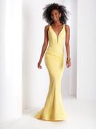 Clarisse - 3416 Plunging Brocade Mermaid Gown