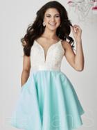 Hannah S - Embellished Lace Deep V-neck A-line Short Dress 27103