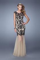 La Femme - 21286 Embroidered Illusion Bateau Trumpet Dress