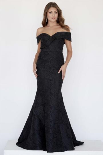 Jolene Collection - 18034 Fitted Off-shoulder Mermaid Gown