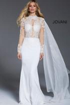 Jovani - 57796 High Neck Lace Long Sleeves Evening Dress