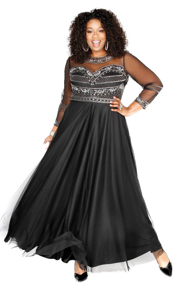 Kurves By Kimi - 71196 Embellished Jewel A Line Long Dress