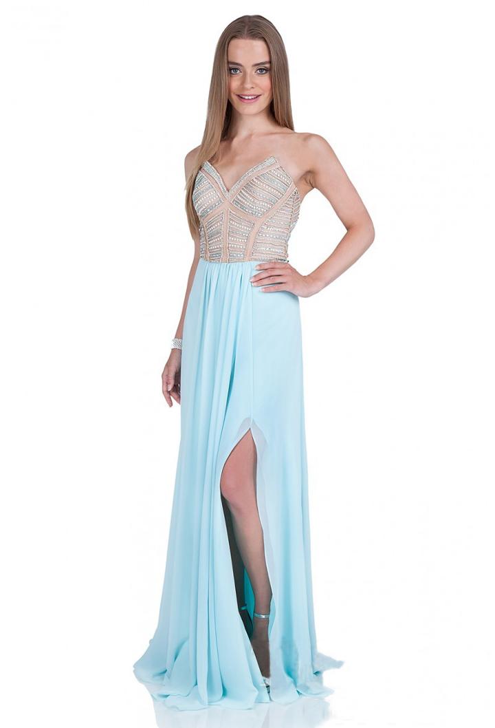 Terani Couture - 1611p0279a Bejeweled Strapless V-neck Gown