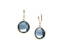 Tresor Collection - London Blue Topaz Round Faceted Simple Dangle Earrings In 18k Yellow Gold