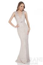 Terani Evening - Long Mermaid Dress With Sequined Stripes 1612gl0501