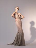 Nicole Bakti - 6799 Sequined V Neck Evening Gown