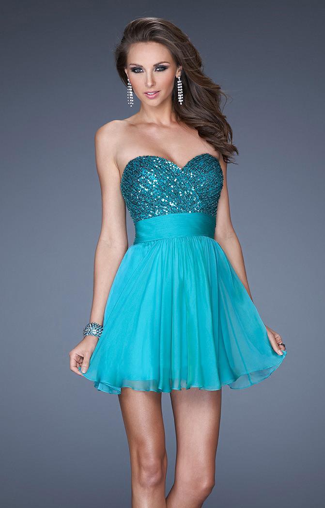 La Femme - 19453 Sequined Sweetheart Empire Cocktail Dress