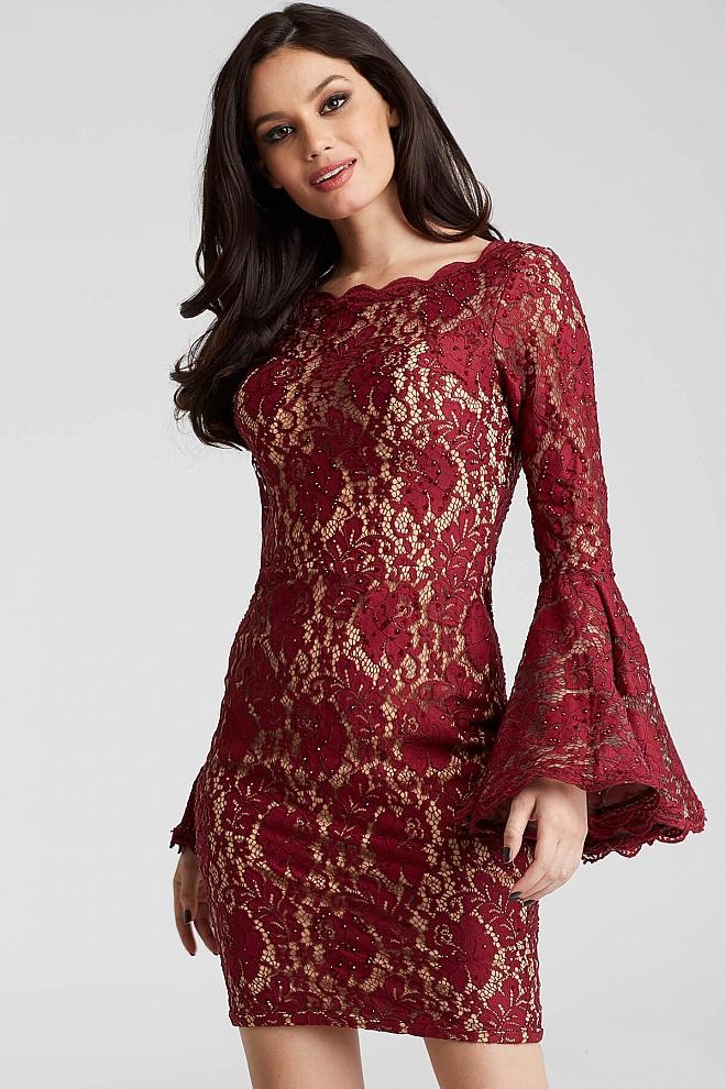 Jovani - 58594 Lace Bateau Sheath Dress