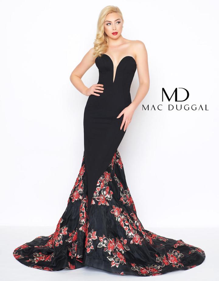 Mac Duggal - 67673r Floral Plunging Fitted Mermaid Gown